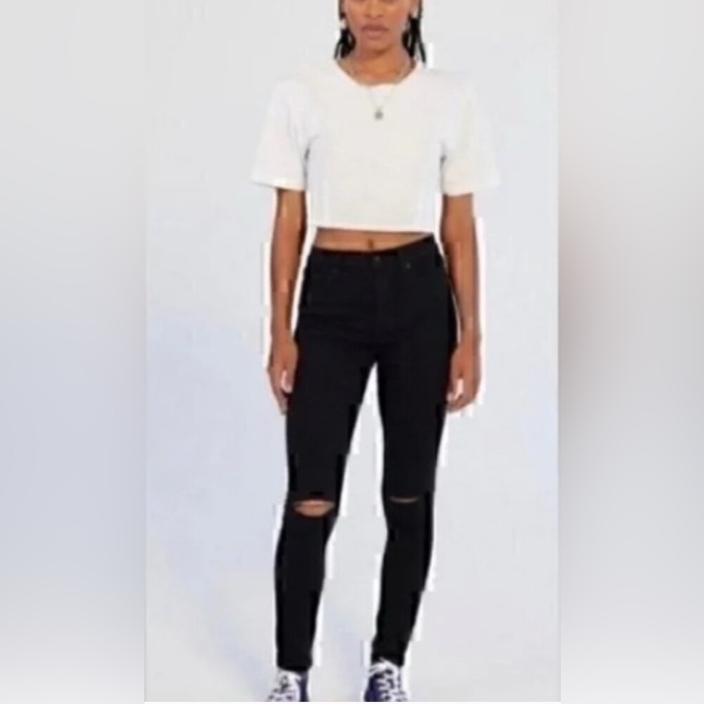 BDG URBAN OUTFITTERS 28W TWIG HIGH RISE BLACK DISTRESSED JEANS